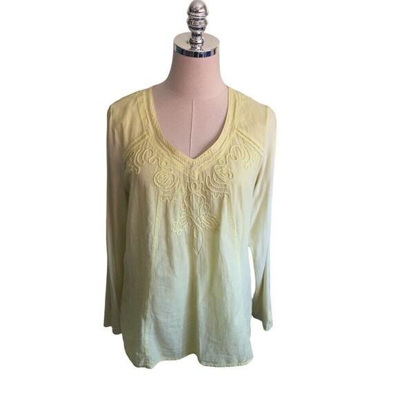 Soft Surroundings Top Women's Size PS Small Petit Yellow Long Sleeve V-Neck - Picture 1 of 7